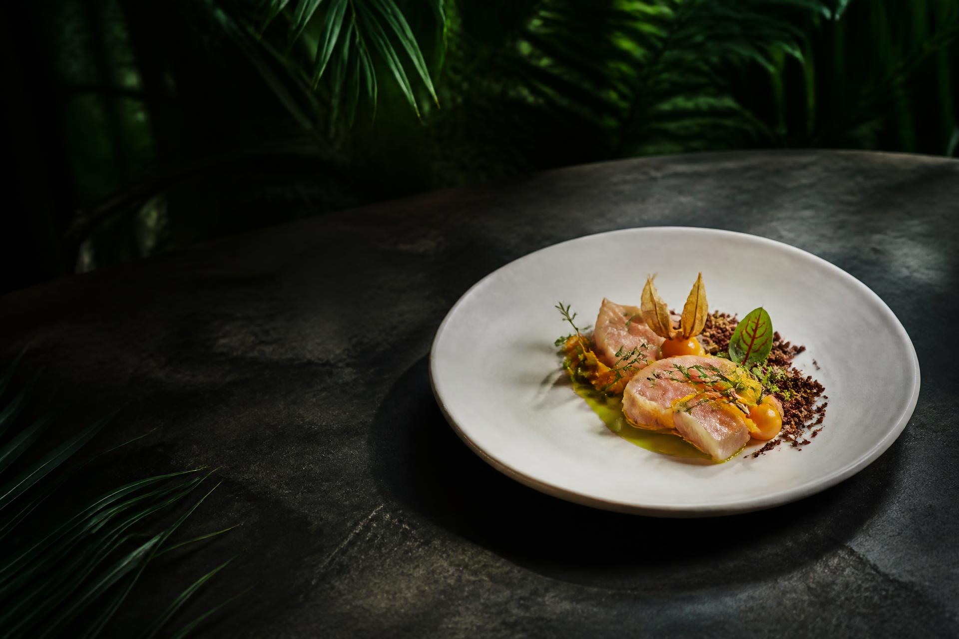 Cocina contemporánea de NUM entre vegetación tropical